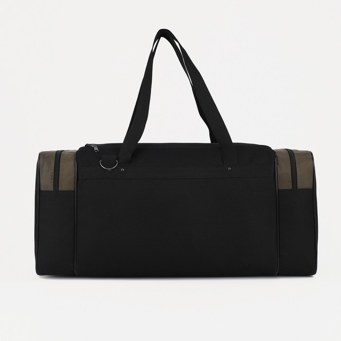 Сумка дорожная, 3 отдела на молниях, наружный карман, длинный ремень, цвет чёрный/хаки Сумка дорожная, 3 отдела на молниях, наружный карман, длинный ремень, цвет чёрный/хаки