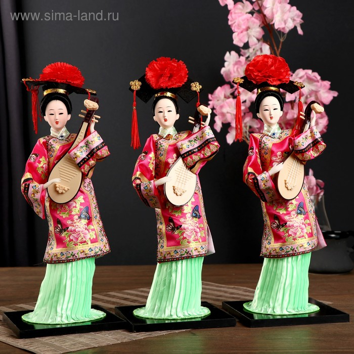 Кукла коллекционная Кукла коллекционная "Китаянка в национ. платье с муз.инструмен. - пипой" МИКС 32х12,5х12,5см