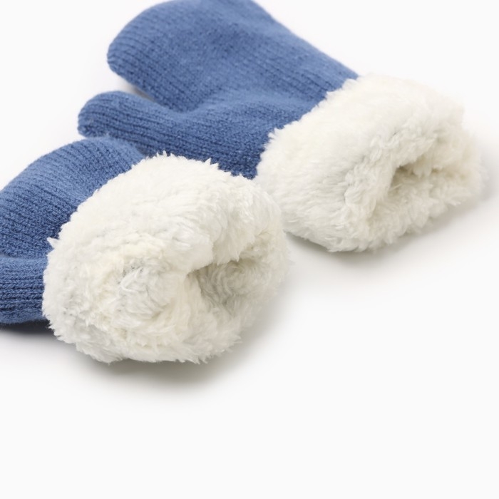 Варежки детские на иск.меху MINAKU с отворотом 15 см синий Варежки детские на иск.меху MINAKU с отворотом 15 см синий