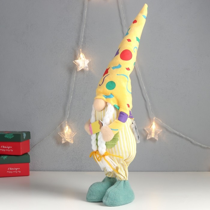 Кукла интерьерная свет Кукла интерьерная свет "Бабусечка в ярком наряде, с карандашом" 52х13х12 см