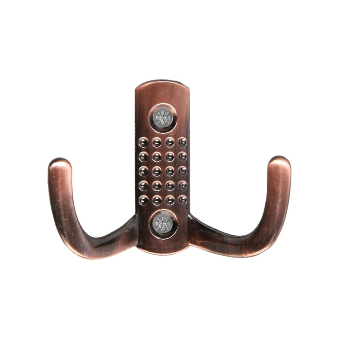 Крючок мебельный ТУНДРА TKD011, двухрожковый, медь Крючок мебельный ТУНДРА TKD011, двухрожковый, медь