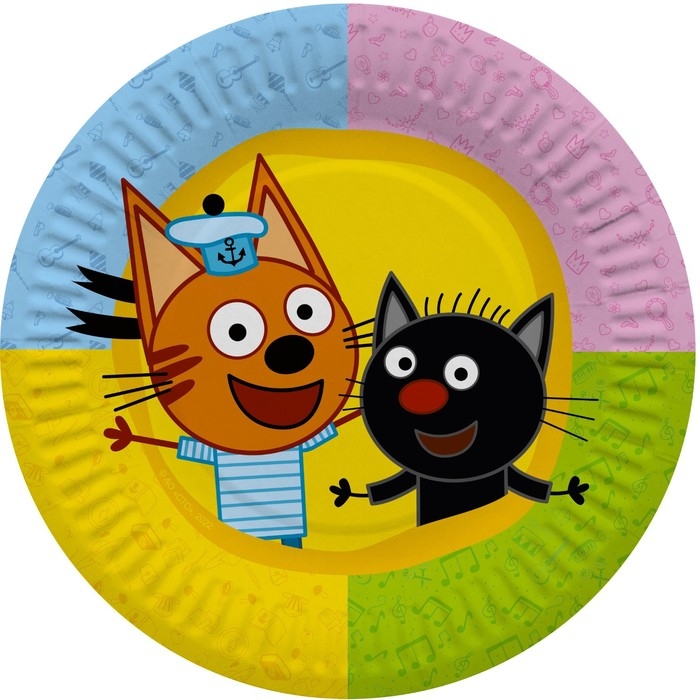 Тарелка бумажная «Три кота», в наборе 6 штук, 18 см