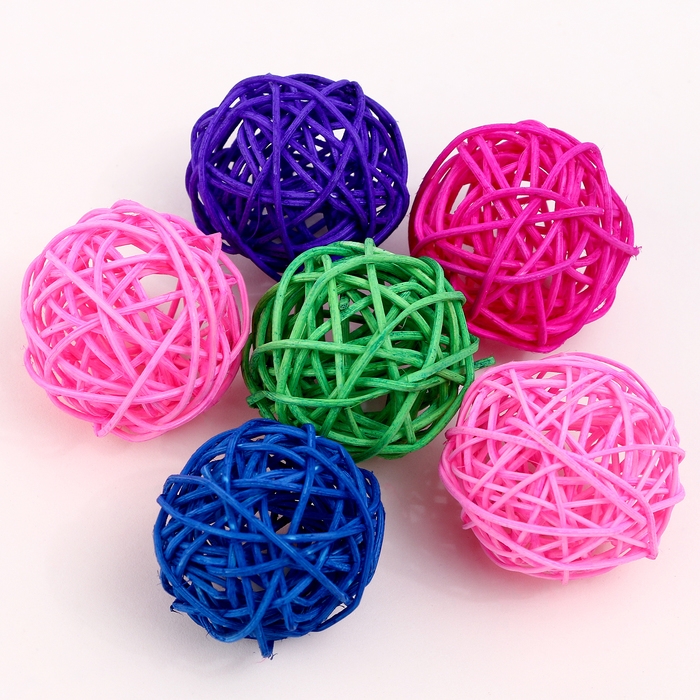 Шар декоративный из лозы, набор 6 шт, размер 1 шт 5 см, цвет МИКС Шар декоративный из лозы, набор 6 шт, размер 1 шт 5 см, цвет МИКС