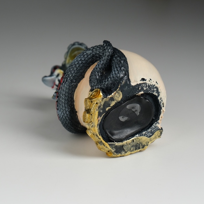 Копилка полистоун Копилка полистоун "Змея тёмная с подсолнухами и монетами" 7,2х6,5х11,2 см