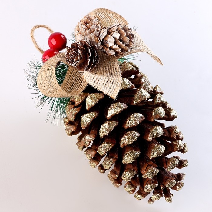 Новый год! Шишка декоративная «Золотоая с бантиком» 10 × 10 × 18 см Новый год! Шишка декоративная «Золотоая с бантиком» 10 × 10 × 18 см