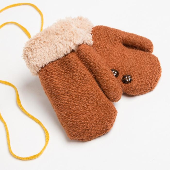 Варежки детские MINAKU с пуговичками, 15 р-р (15 см), цв.коричневый Варежки детские MINAKU с пуговичками, 15 р-р (15 см), цв.коричневый