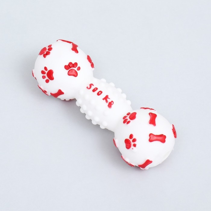 Игрушка пищащая Игрушка пищащая "Новогодняя Гантель", 12,5 см, белая