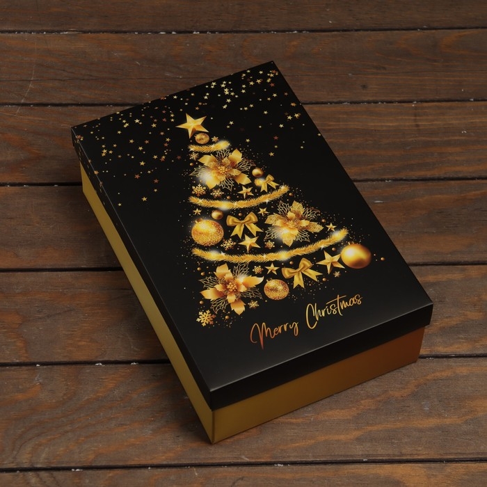 Новый год. Коробка подарочная новогодняя складная, крышка-дно, Новый год. Коробка подарочная новогодняя складная, крышка-дно,"Merry Christmas" 30 х 20 х 9 см