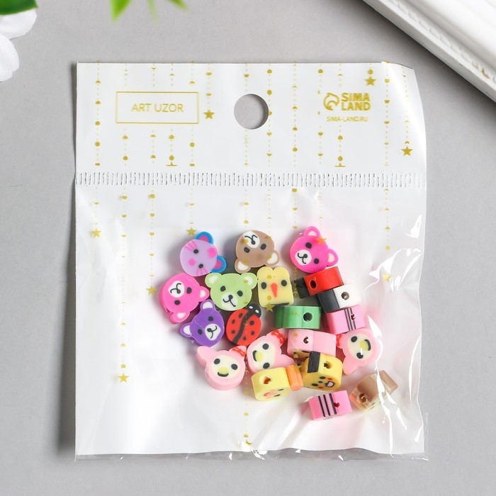 Бусины для творчества PVC Бусины для творчества PVC "Мордочки зверят" МИКС набор 20 шт 1х1х1 см