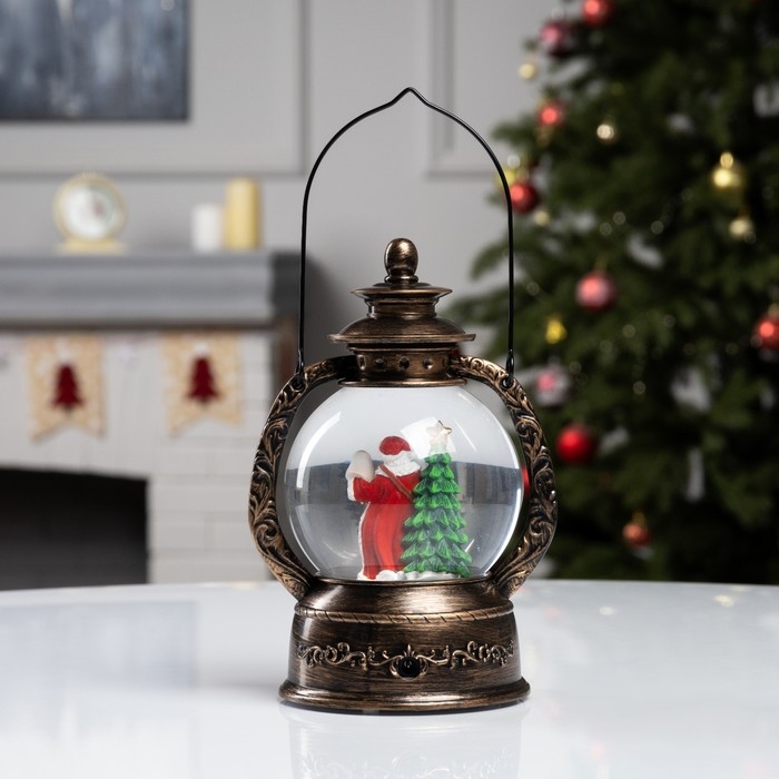 Фигура светодиодная  Фигура светодиодная "Дед Мороз и ёлка" 20х14х11 см, от бат. батарейки ААx3 (не в комплекте), USB, свечение тёплый белый