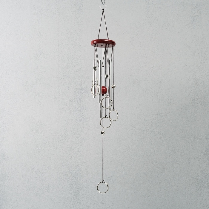 Музыка ветра металл Музыка ветра металл "Кольца с сердечками" 5 трубок 68 см