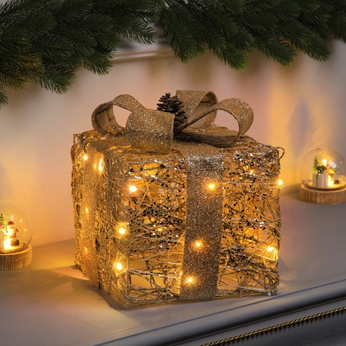 Фигура световая  Фигура световая "Подарок", 29х20х20, 20 LED, AAx3 (не в компл.), Т/БЕЛЫЙ