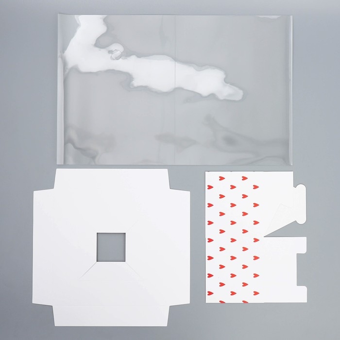 Коробка подарочная для цветов с вазой и PVC окнами складная, упаковка, «Сердца», 23 х 30 х 23 см Коробка подарочная для цветов с вазой и PVC окнами складная, упаковка, «Сердца», 23 х 30 х 23 см