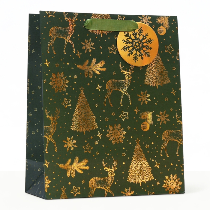 Новый год. Пакет подарочный Новый год. Пакет подарочный "Позолоченный", 26 х 32 х 12 см.
