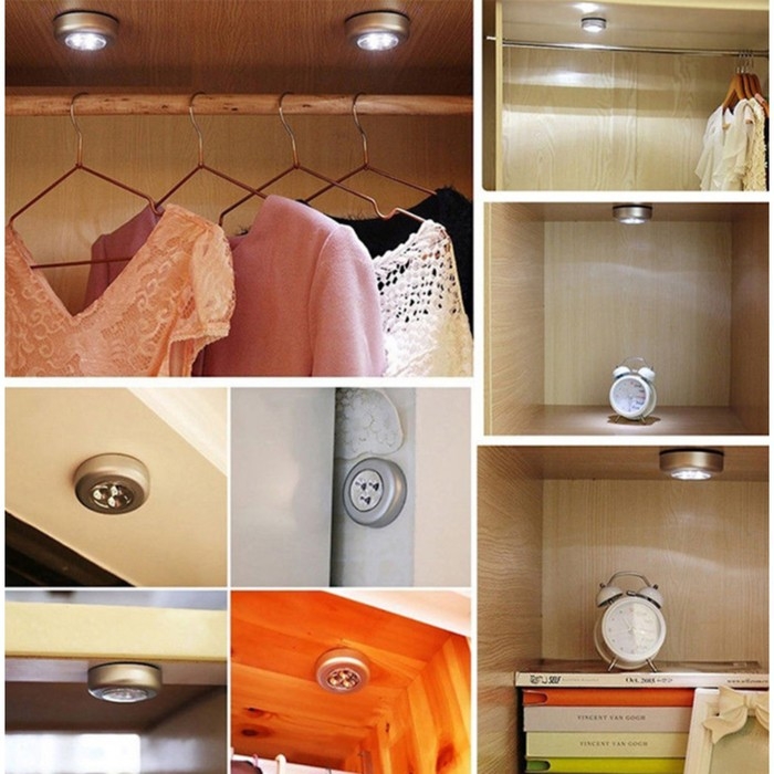 Светильник настенный светодиодный  Светильник настенный светодиодный "Мастер К.", 1 Вт, 3 LED, 3 ААА, на батарейках, d- 6.5 см