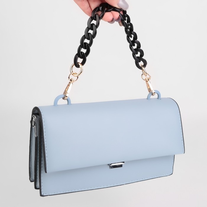 Цепочка для сумки, пластиковая, с карабинами, 23 × 17 мм, 30 см, цвет чёрный/золотой