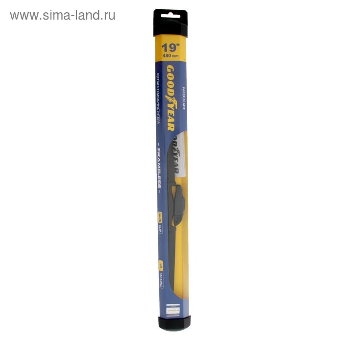 Щетка стеклоочистителя Goodyear FRAMELESS, 19 Щетка стеклоочистителя Goodyear FRAMELESS, 19"/ 480 мм, бескаркасная, мультикрепление