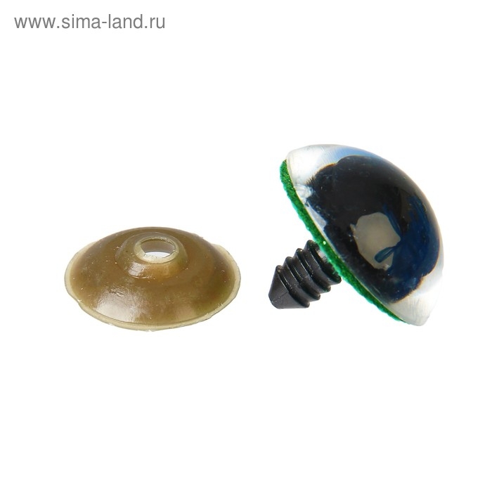 Глаза винтовые с заглушками, «Блёстки» набор 18 шт, размер 1 шт: 2,4 см, цвет зелёный