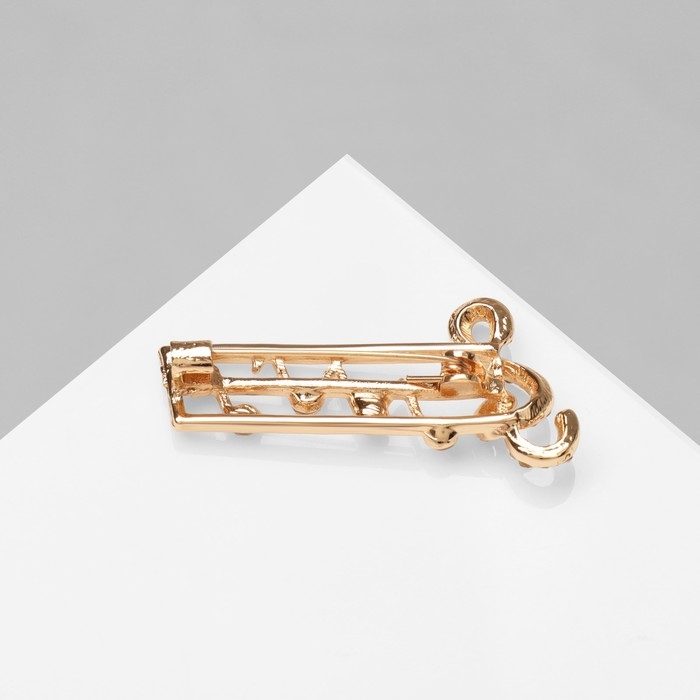 Брошь «Ноты», цвет белый в золоте Брошь «Ноты», цвет белый в золоте