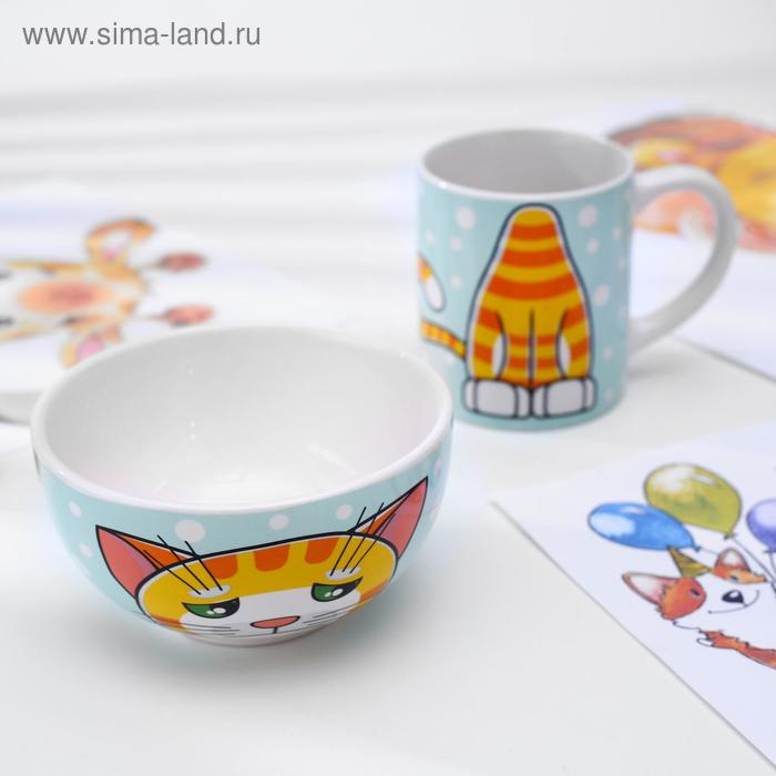 Набор детской посуды из керамики «Рыжий кот», 2 предмета: кружка 200 мл, миска 300 мл Набор детской посуды из керамики «Рыжий кот», 2 предмета: кружка 200 мл, миска 300 мл