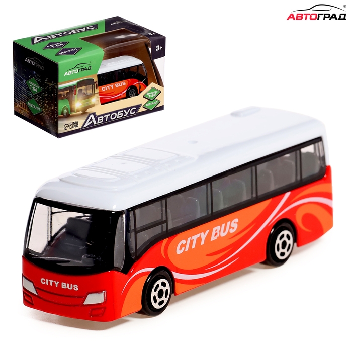 Автобус металлический «Междугородний», масштаб 1:64, цвет красный Автобус металлический «Междугородний», масштаб 1:64, цвет красный