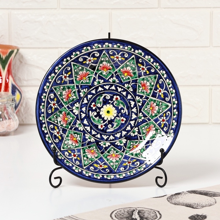 Тарелка Риштанская Керамика Тарелка Риштанская Керамика "Цветы", плоская, 25 см