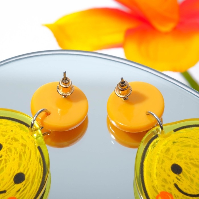 Серьги пластик «Смайлик», цветные Серьги пластик «Смайлик», цветные