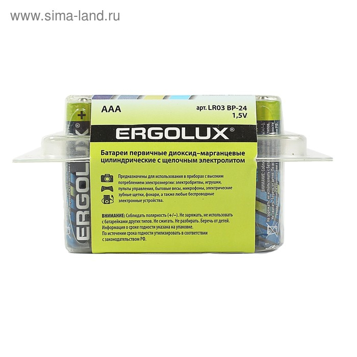 Батарейка алкалиновая Ergolux, AAA, LR03-24BOX (LR03 BP-24), 1.5В, набор 24 шт. Батарейка алкалиновая Ergolux, AAA, LR03-24BOX (LR03 BP-24), 1.5В, набор 24 шт.