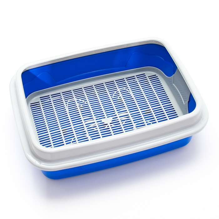 Туалет с бортом и сеткой, 45х34х10 см, синий/серый Туалет с бортом и сеткой, 45х34х10 см, синий/серый