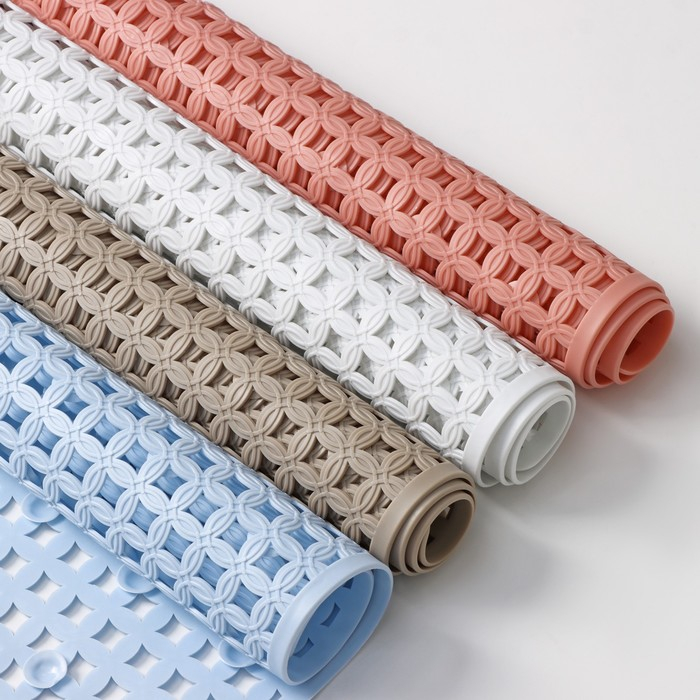 Коврик противоскользящий в ванну на присосках Доляна «Клеточка», 50×50 см, цвет МИКС