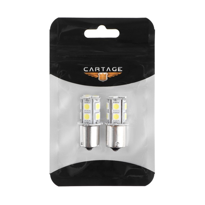 Автолампа светодиодная Cartage, P21/W, 12 В, 13 SMD-5050, свет красный, набор 2 шт Автолампа светодиодная Cartage, P21/W, 12 В, 13 SMD-5050, свет красный, набор 2 шт