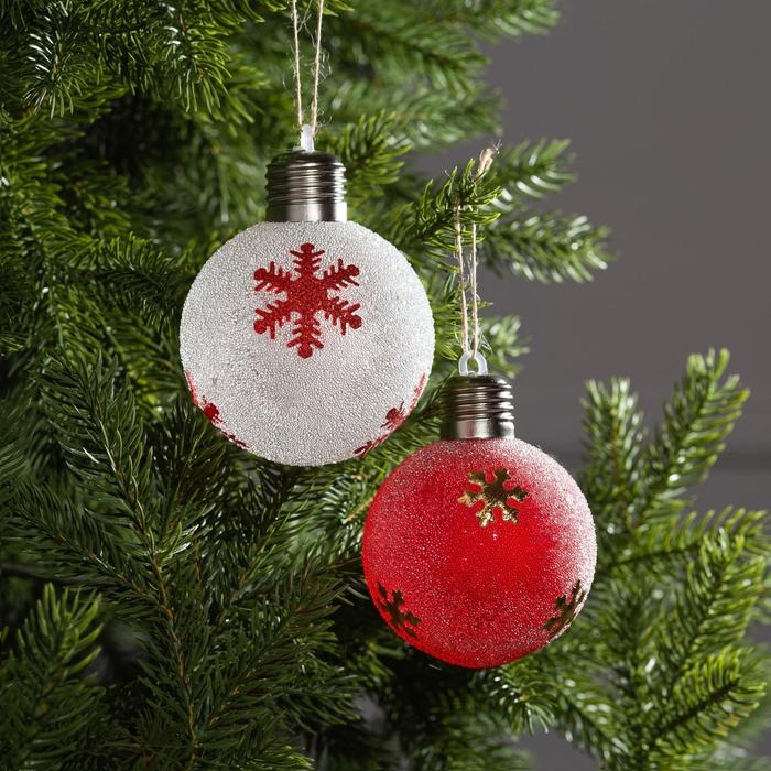 Набор ёлочных шаров «Снежинки» 2 шт., батарейки, 1 LED, свечение тёплое белое Набор ёлочных шаров «Снежинки» 2 шт., батарейки, 1 LED, свечение тёплое белое