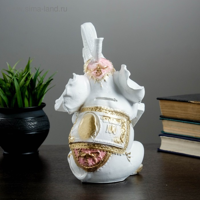 Копилка Копилка "Слон с деньгой" бело-золотой, 15х13х26см