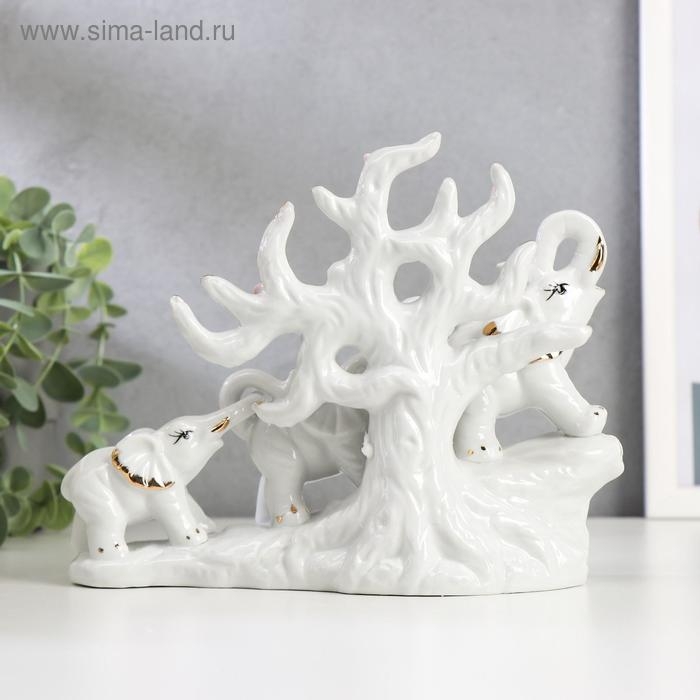 Сувенир керамика Сувенир керамика "Три слона под деревом" белые 15,5х20х7,5 см