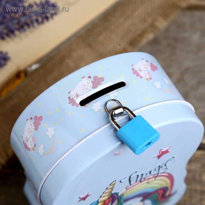 Копилка металл Копилка металл "Единорожек" с ключом 17х6х14