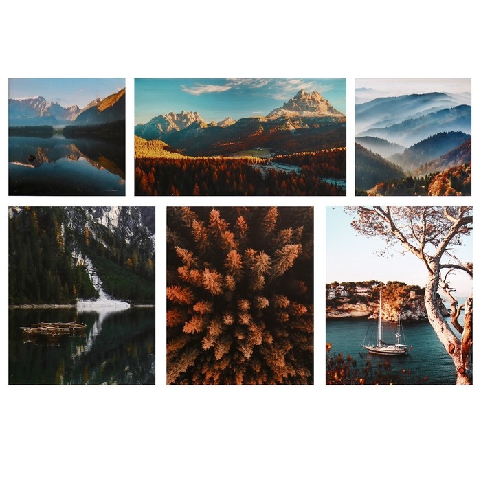 Модульная картина  Модульная картина "Осень" 114х70 см (30х30, 30х30, 38х47, 38х47, 38х47, 54х30) 114х70 см