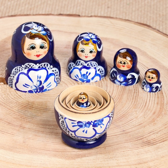 Матрёшка «Гжель», синее платье, 5 кукольная, 9,5-11 см Матрёшка «Гжель», синее платье, 5 кукольная, 9,5-11 см