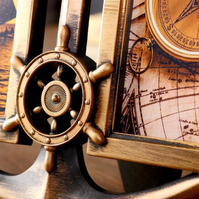 Фоторамка пластик на 2 фото 10х15 см  Фоторамка пластик на 2 фото 10х15 см "Якорь" тёмное золото 23х29 см