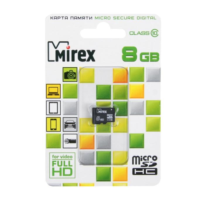 Карта памяти Mirex microSD, 8 Гб, SDHC, класс 10 Карта памяти Mirex microSD, 8 Гб, SDHC, класс 10