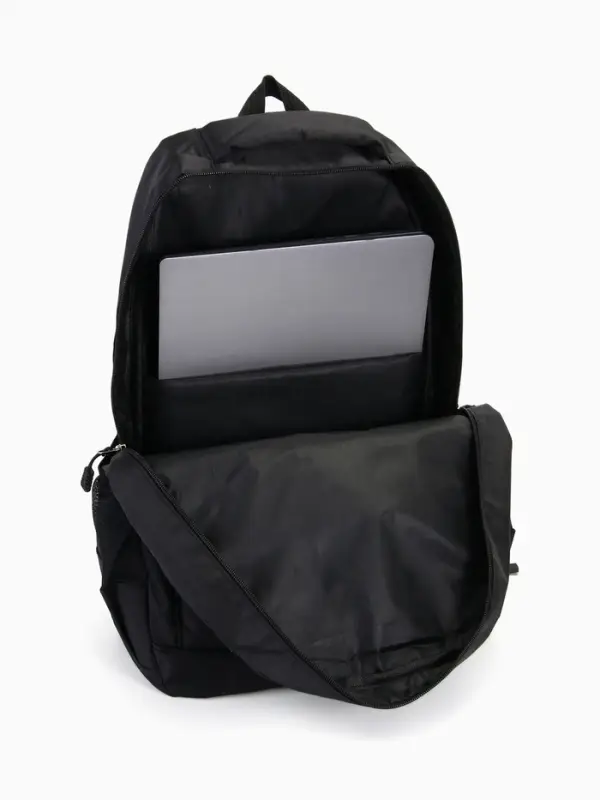 Рюкзак школьный на молнии, с карманами, однотонный, размер 31&times;14&times;47 см, чёрный/зелёный