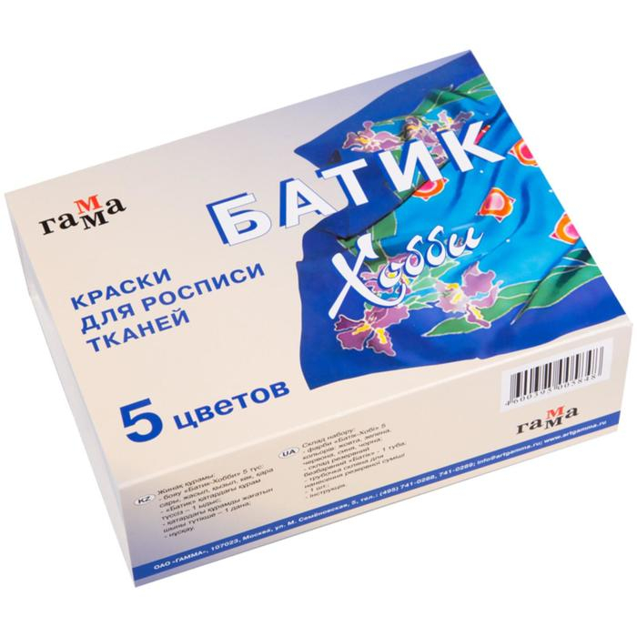 Краска по ткани Гамма  Краска по ткани Гамма "Батик-хобби", набор 5 цветов х 75 мл + резервирующий состав
