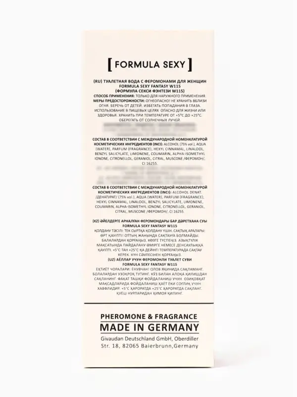 Туалетная вода женская с феромонами Formula Sexy collection Fantasy W115, 30 мл