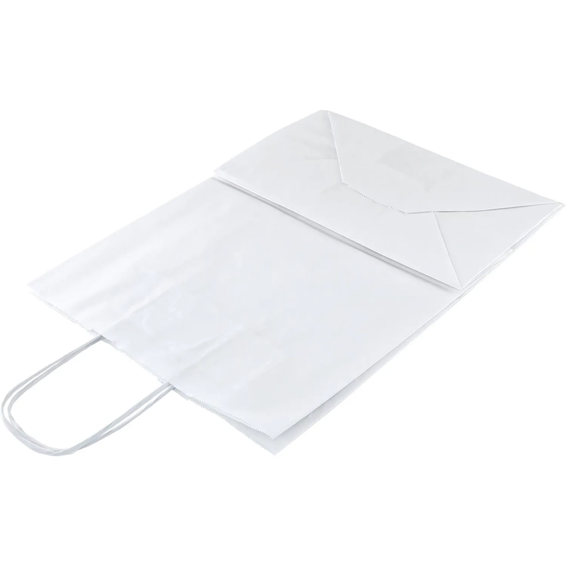 Пакет бумажный 260х150х350 мм, 80 гр/м2,с круч. ручками, белый, 200 шт/уп