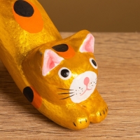 Сувенир «Потягивающийся Кот», 2.5×6×5 см, дерево, золото