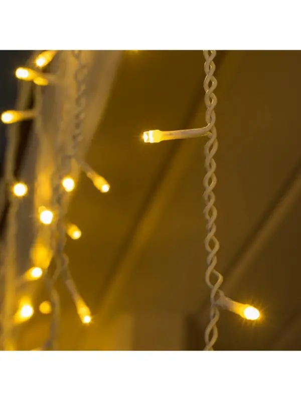 Гирлянда &laquo;Бахрома&raquo; 3&times;0.6 м, IP44, УМС, белая нить, 160 LED, свечение тёплое белое, 220 В