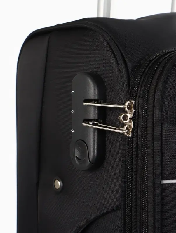 Чемодан на колёсах TEXTURA, кодовый замок, с увеличением, 36&times;25&times;58 см, 20", чёрный