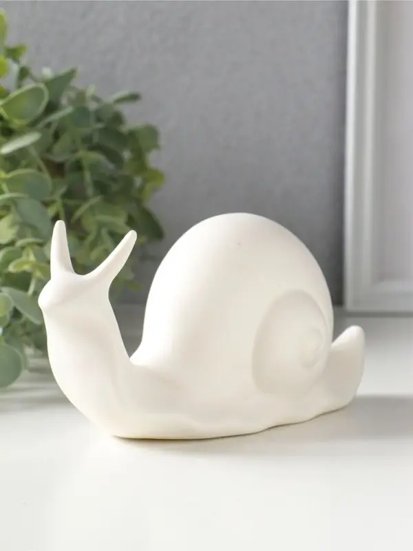 Сувенир керамика свет "Улитка" белый 3хLR44 15х5,7х7,5 см