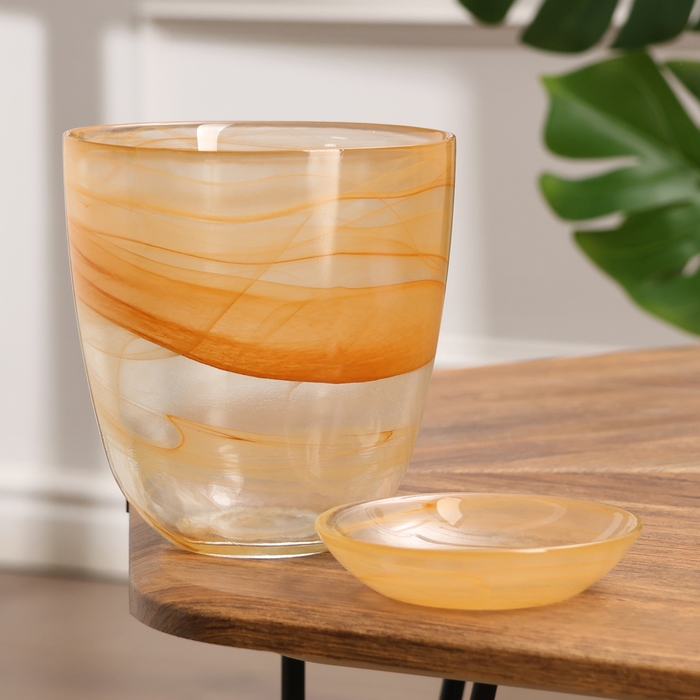 Горшок цветочный с поддоном Горшок цветочный с поддоном "Гармония", бежевый 1 л