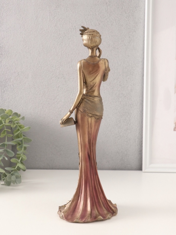 Сувенир полистоун  Сувенир полистоун "Агнесс в платье 20-30-х годов с розами" 11,5х10х31,5 см