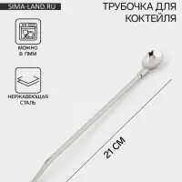 Ложка - трубочка для коктейля &laquo;Ракушка&raquo;, длина 21 см, нержавеющая сталь, серебристая